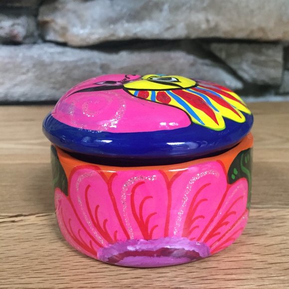 Talavera Sun Moon Trinket Box Terra Cotta Celestial Mexico Clay Hand-painted - Picture 8 of 8